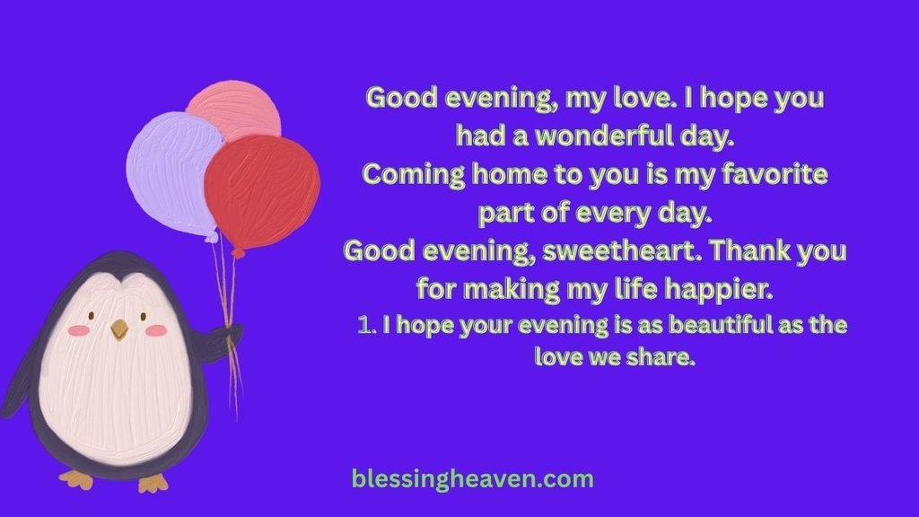Good Evening Wishes for Girlfriend or Wife
