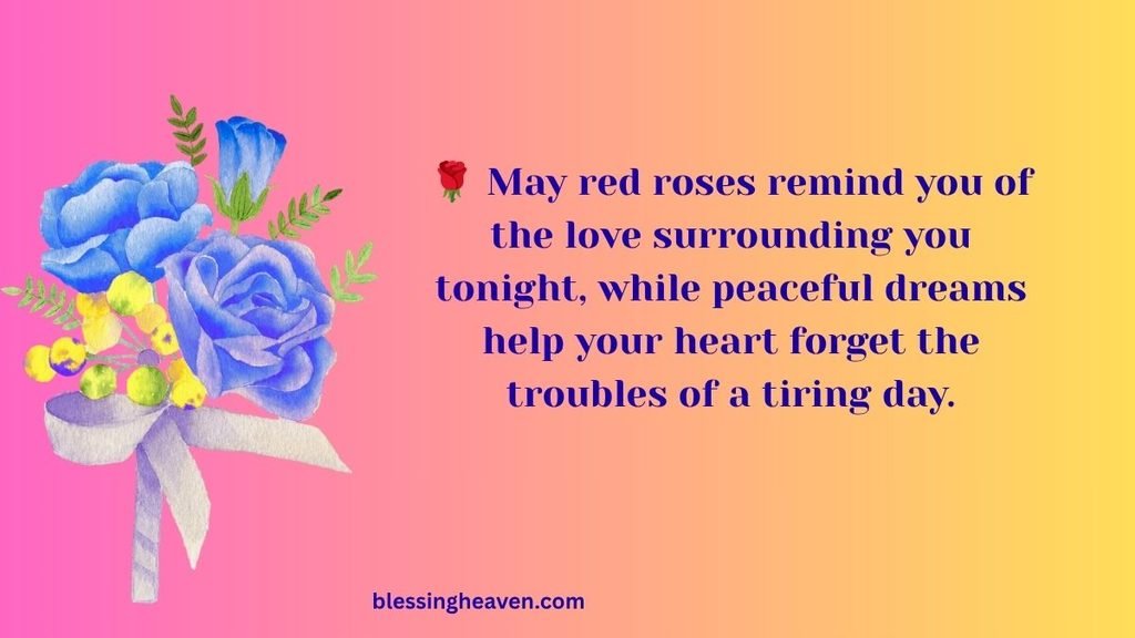 Peaceful Good Night Blessings with Flowers